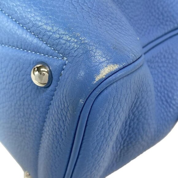 Auth HERMES Victoria 35 Blue Paradise Taurillon Clemence R Handbag - Picture 4 of 16